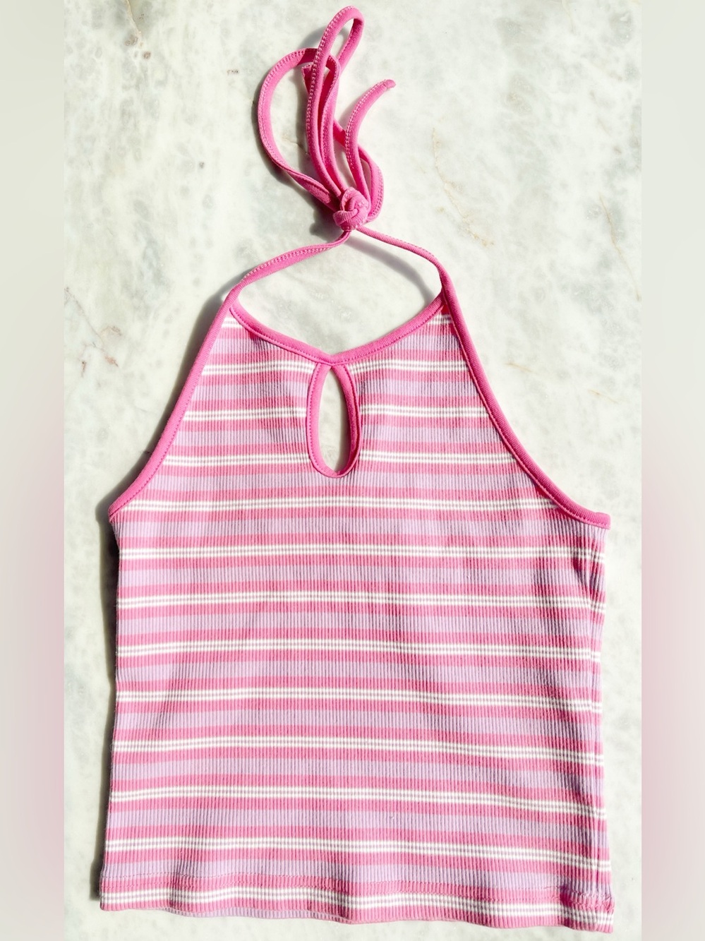 dELiA*s Pink & White Striped Halter Tank Top barbie y2k inspo